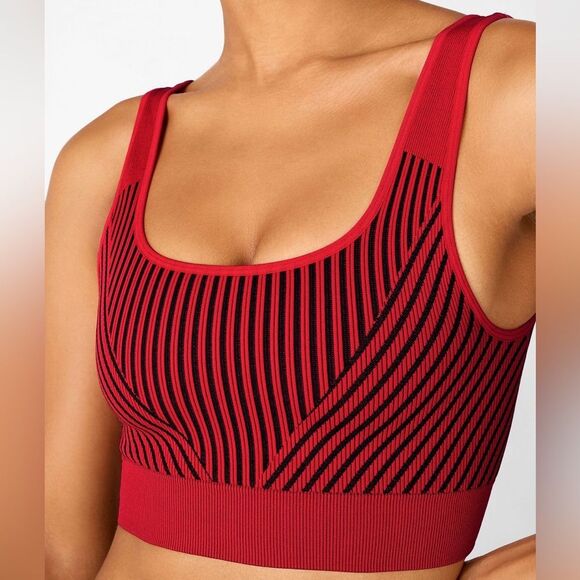 RARE Fabletics Persimmon/Black Ribbed Seamless Low Impact Sports Bra | Size: XS - Picture 2 of 8